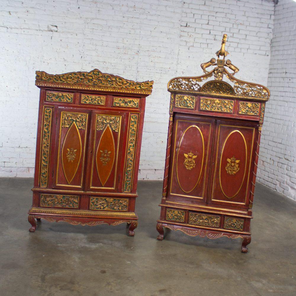 19th to Early 20th Century Indonesian Maduran Imperial Wedding or Jodang Dowry Chests for Bride & Groom a Pair