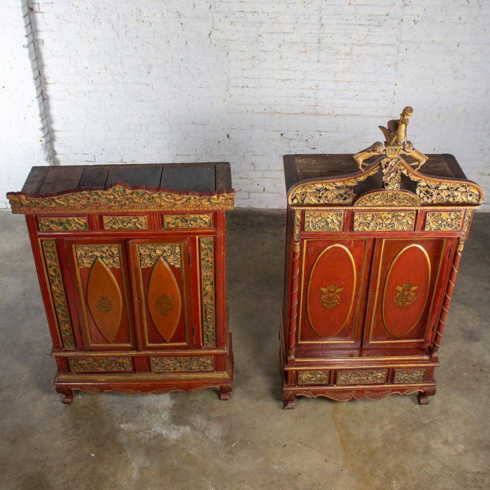 19th to Early 20th Century Indonesian Maduran Imperial Wedding or Jodang Dowry Chests for Bride & Groom a Pair
