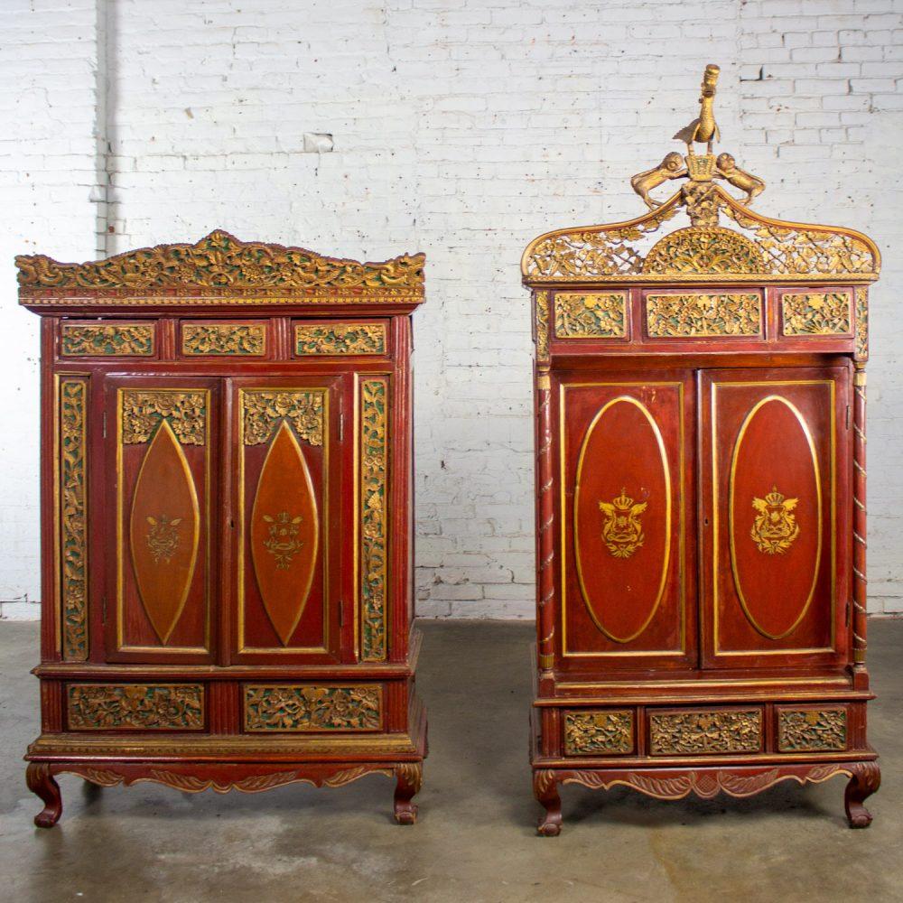 19th to Early 20th Century Indonesian Maduran Imperial Wedding or Jodang Dowry Chests for Bride & Groom a Pair