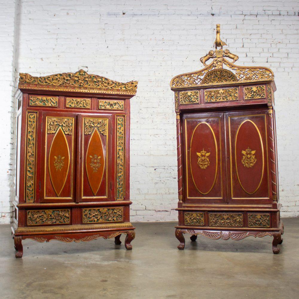 19th to Early 20th Century Indonesian Maduran Imperial Wedding or Jodang Dowry Chests for Bride & Groom a Pair