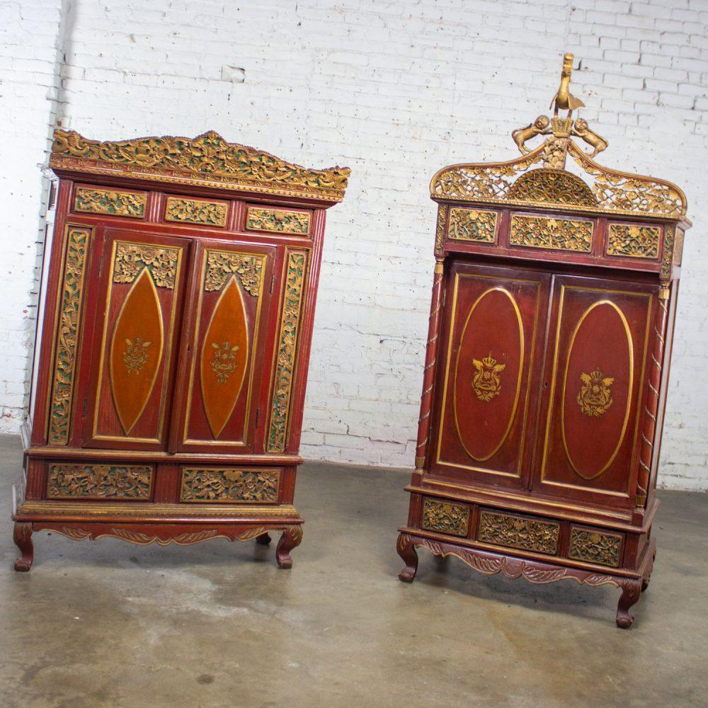 19th to Early 20th Century Indonesian Maduran Imperial Wedding or Jodang Dowry Chests for Bride & Groom a Pair
