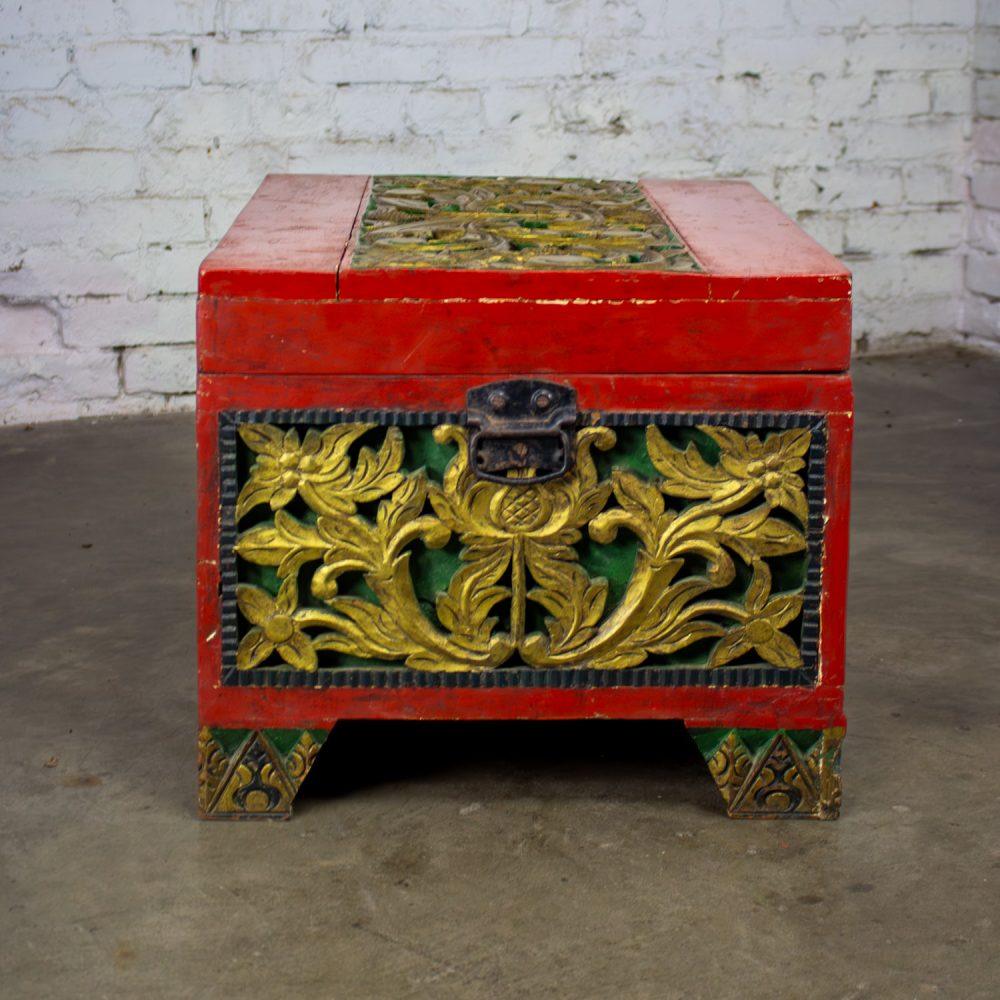 19th to Early 20th Century Indonesian Maduran Gilded Smaller Merchants Chest or Treasure Trunk