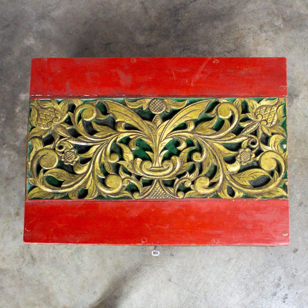 19th to Early 20th Century Indonesian Maduran Gilded Smaller Merchants Chest or Treasure Trunk