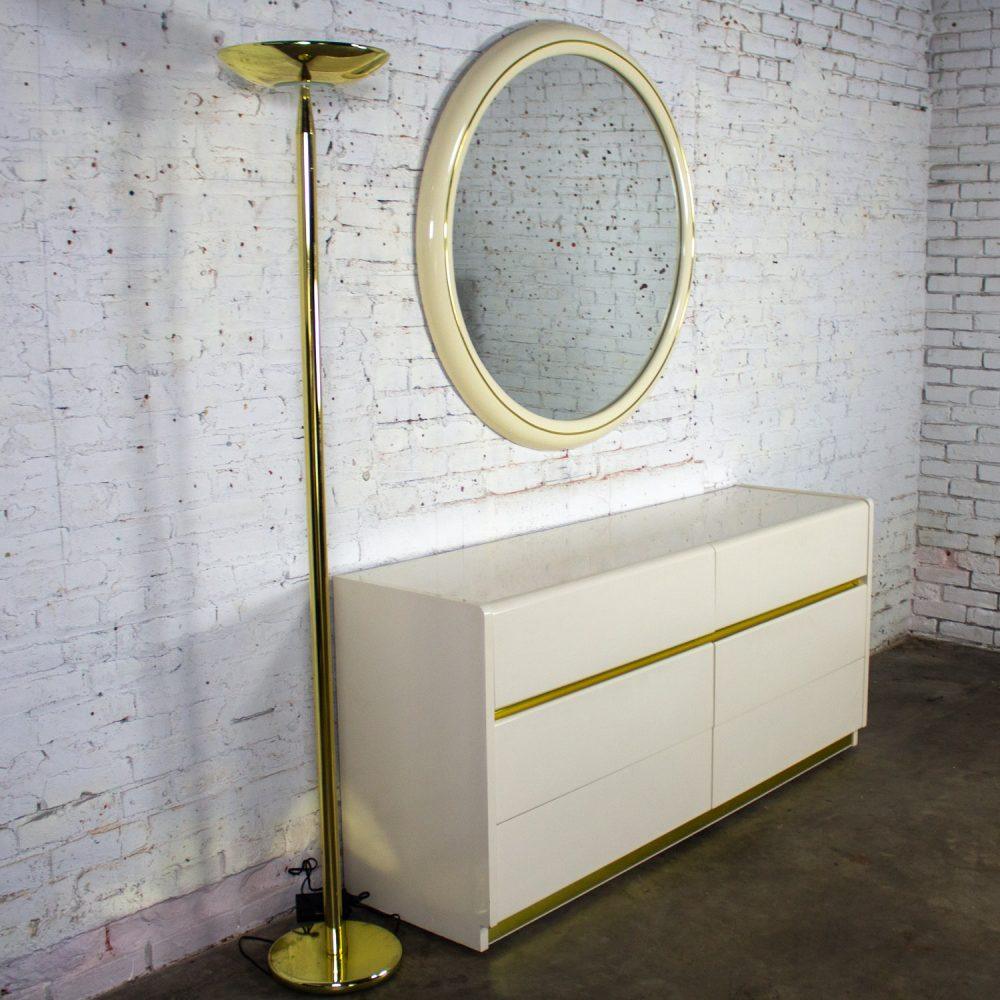 Late 20th Century Modern to Postmodern Brass Plated Torchier Floor Lamp