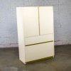 1990’s Modern to Postmodern Lane Furniture Wardrobe or Entertainment Center White Lacquer & Brass Trim