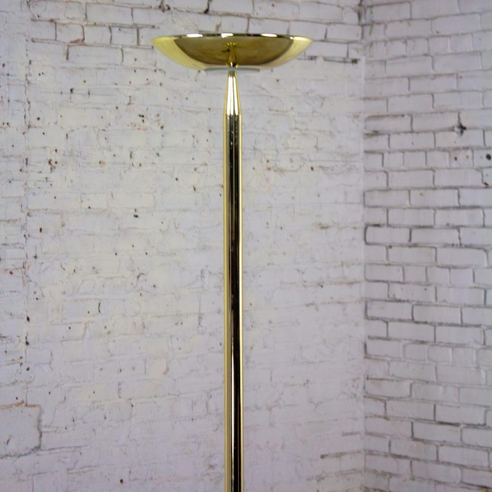 Late 20th Century Modern to Postmodern Brass Plated Torchier Floor Lamp