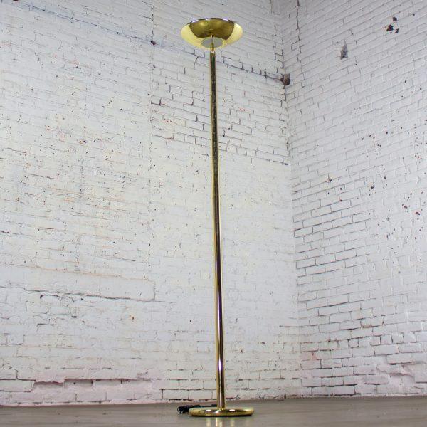 Late 20th Century Modern to Postmodern Brass Plated Torchier Floor Lamp