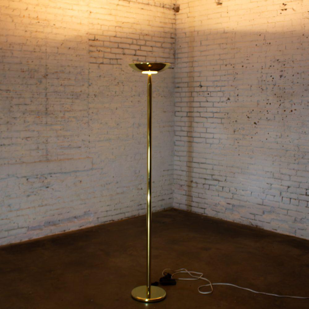 Late 20th Century Modern to Postmodern Brass Plated Torchier Floor Lamp