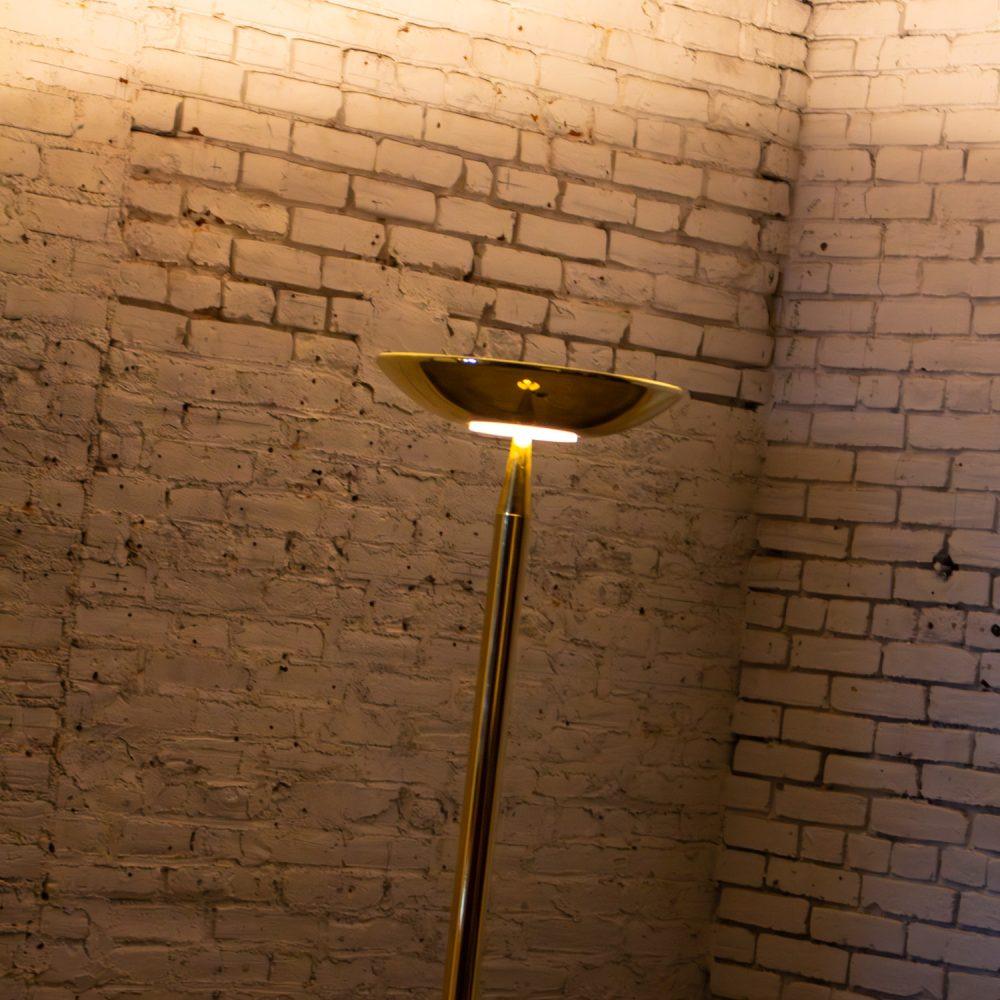Late 20th Century Modern to Postmodern Brass Plated Torchier Floor Lamp