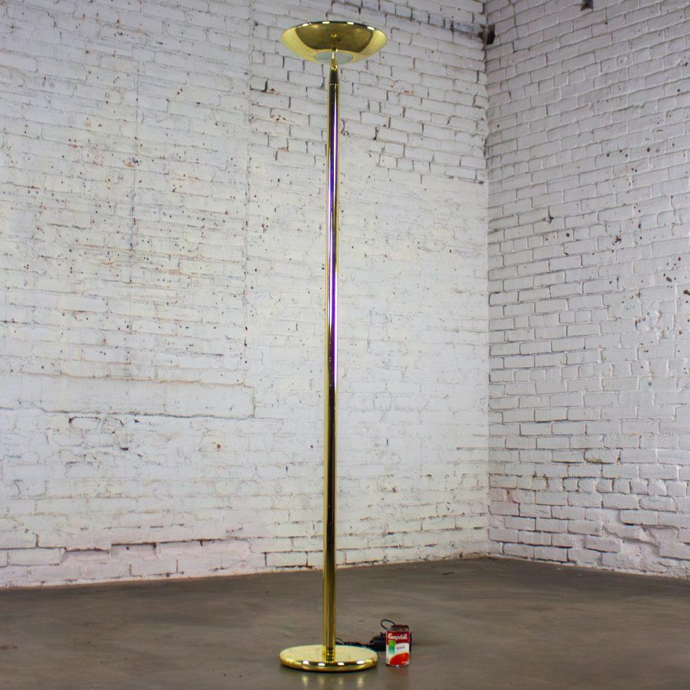 Late 20th Century Modern to Postmodern Brass Plated Torchier Floor Lamp