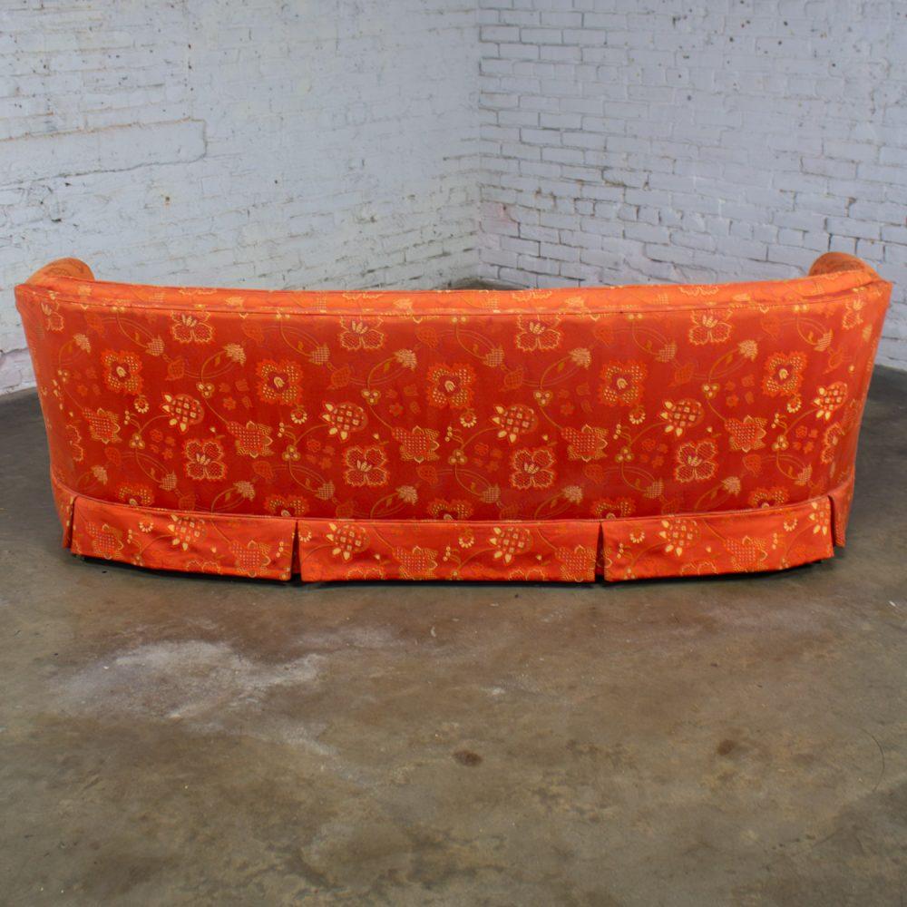 Mid-20th Century Hollywood Regency Chinoiserie Sofa by Henredon w/Chinese Red Floral Brocade Fabric