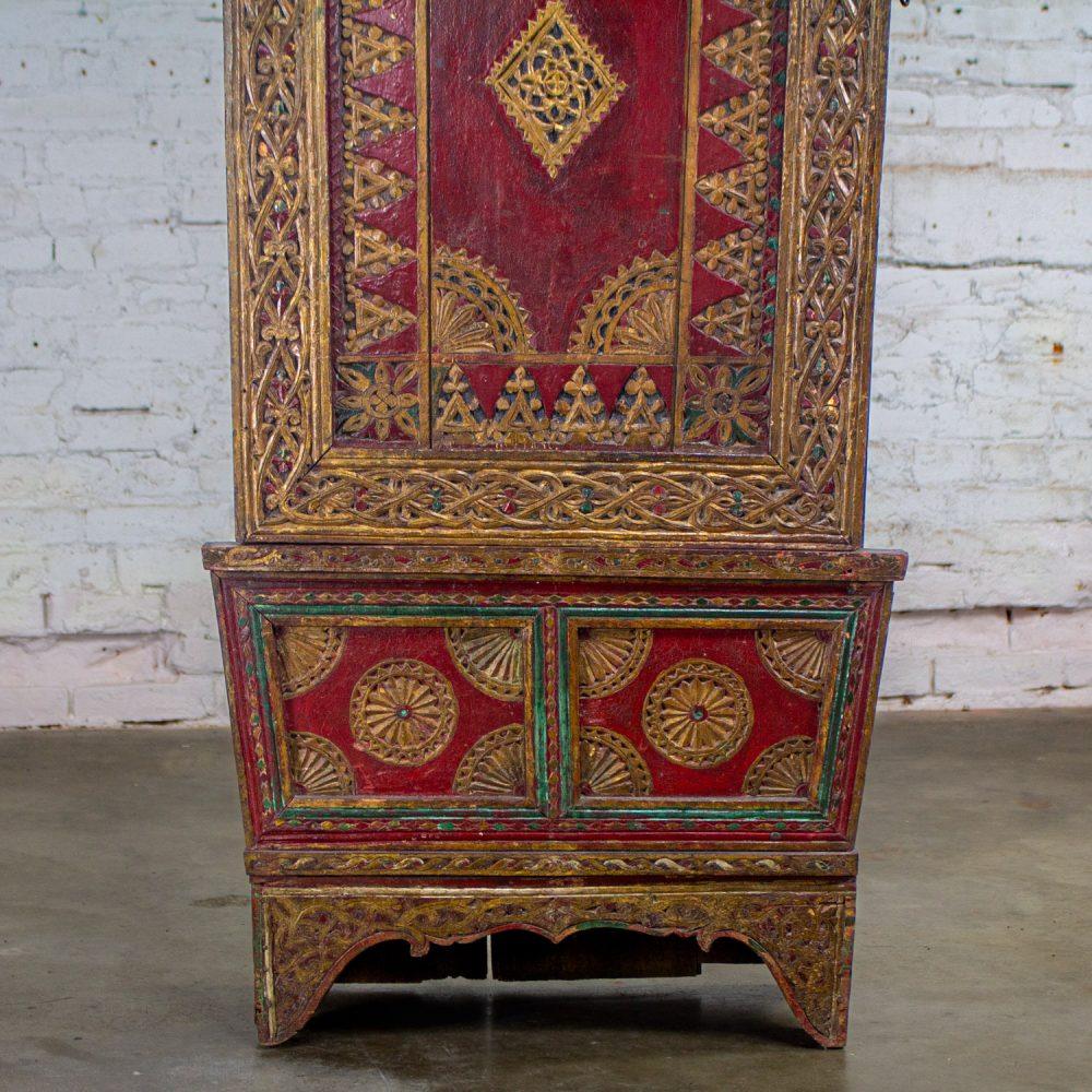 19th to Early 20th Century Indonesian Maduran Red Painted & Gilded Tall Cabinet or Storage Chest