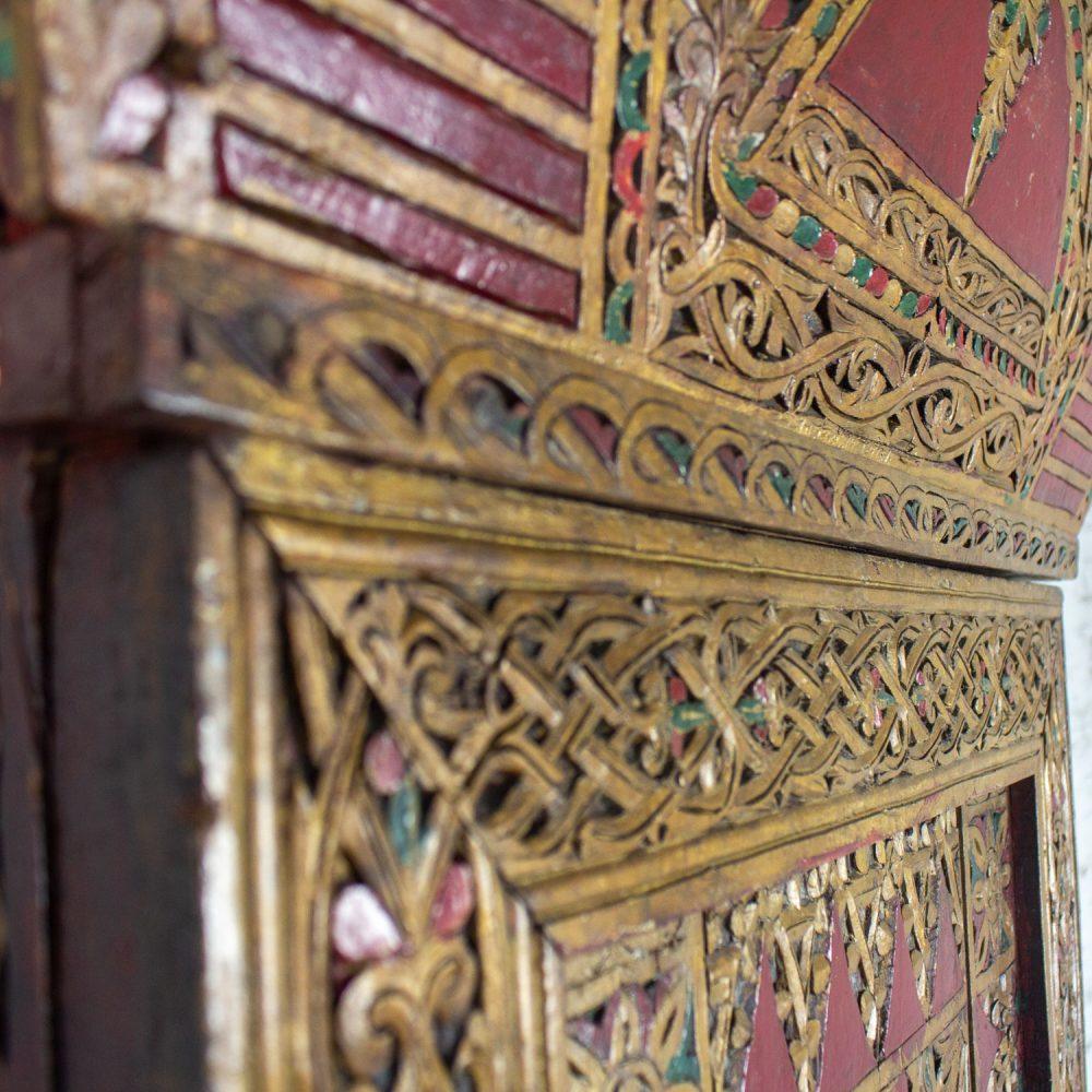 19th to Early 20th Century Indonesian Maduran Red Painted & Gilded Tall Cabinet or Storage Chest