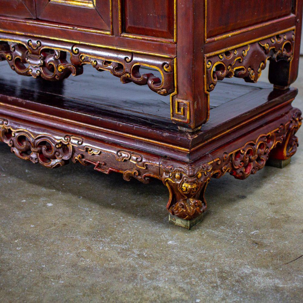 Late 19th to Early 20th Century Chinese Hand Carved & Gilded 3 Part Stacking Display or China Cabinet