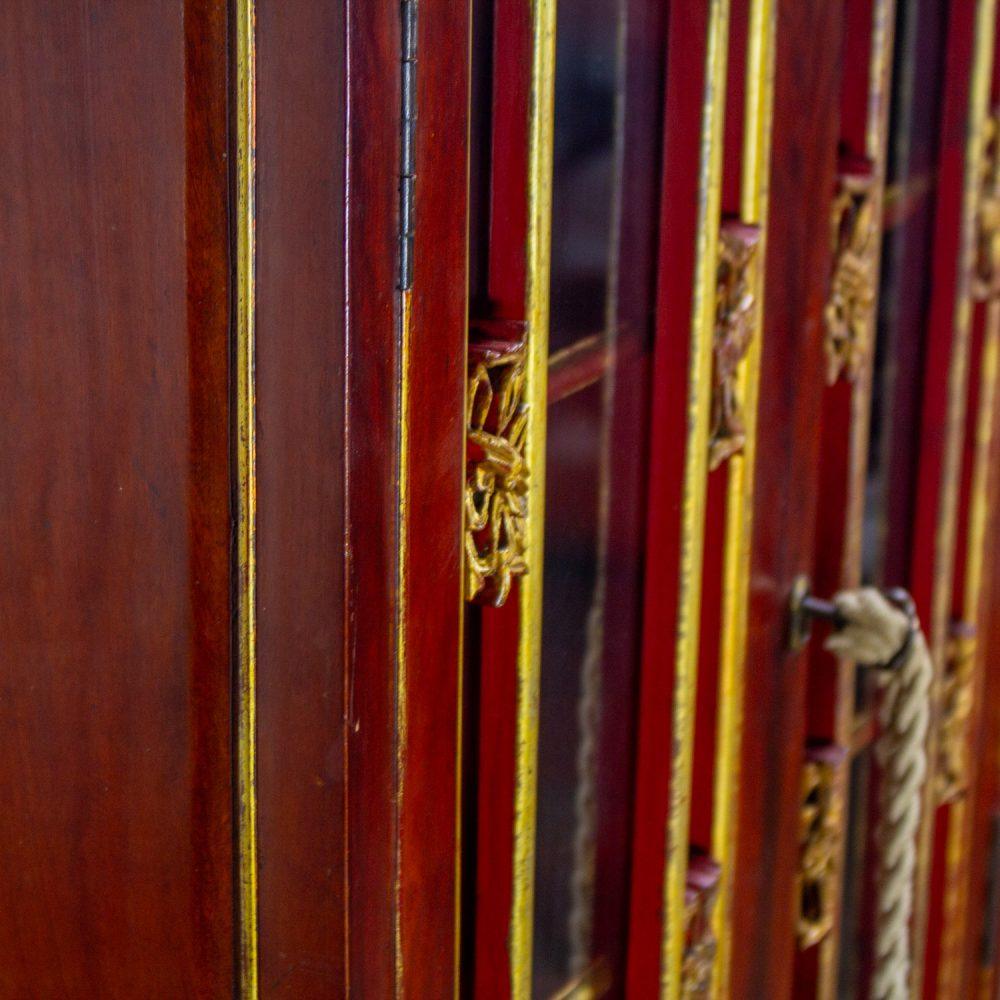 Late 19th to Early 20th Century Chinese Hand Carved & Gilded 3 Part Stacking Display or China Cabinet