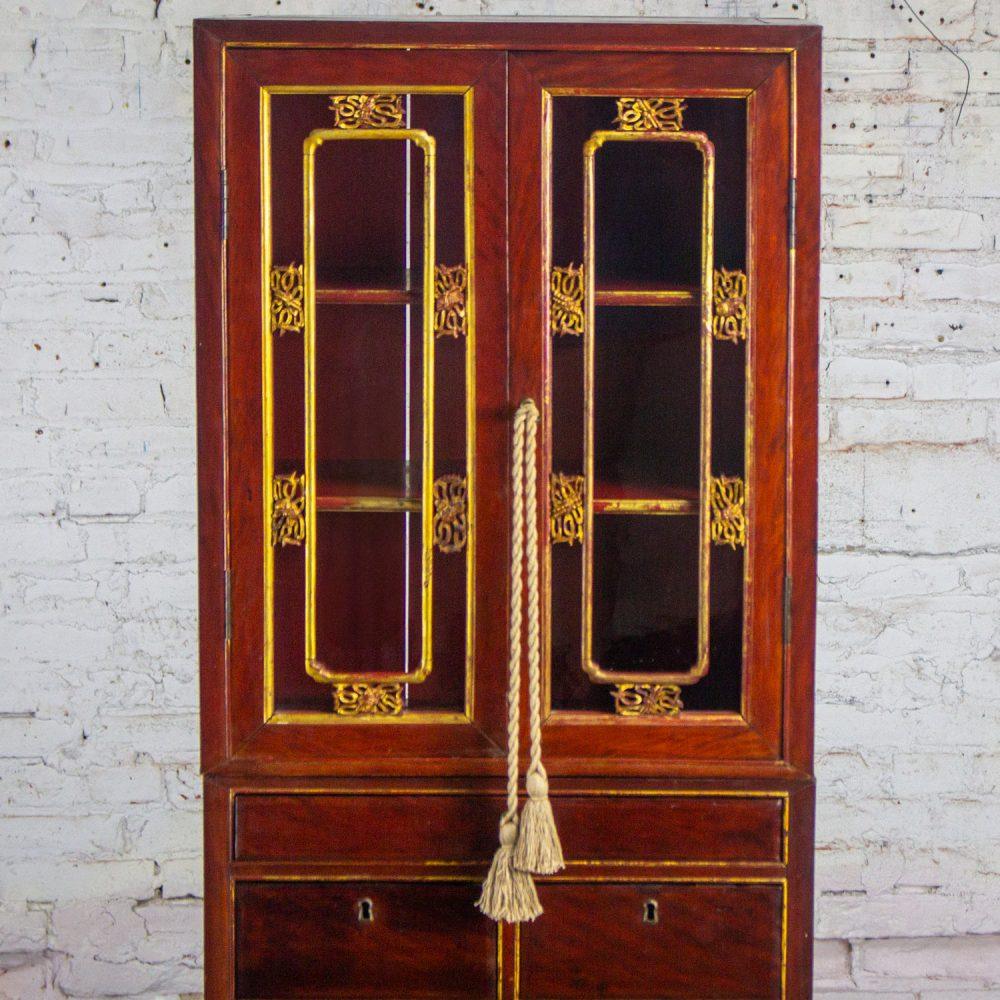 Late 19th to Early 20th Century Chinese Hand Carved & Gilded 3 Part Stacking Display or China Cabinet