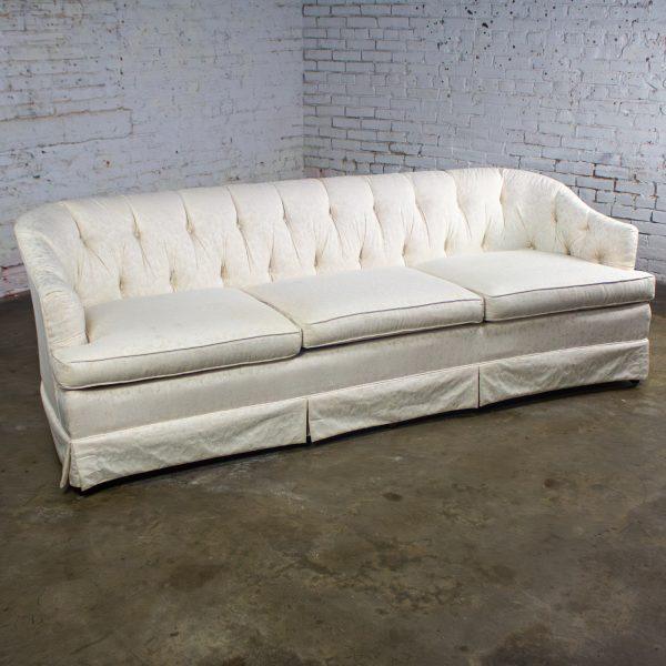 Late 20th Century Hollywood Regency Sofa w/Off White Brocade Fabric by Waters