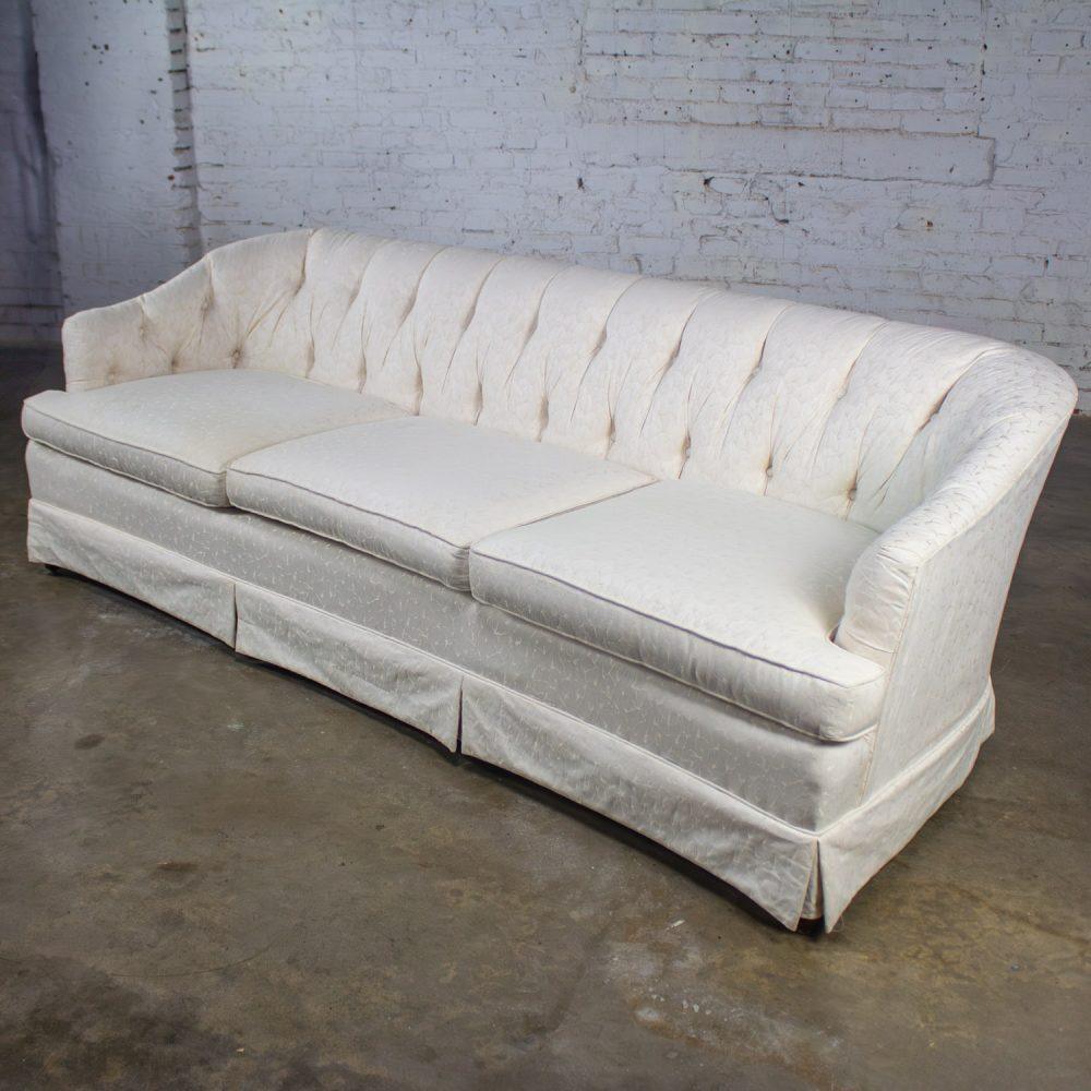 Late 20th Century Hollywood Regency Sofa w/Off White Brocade Fabric by Waters