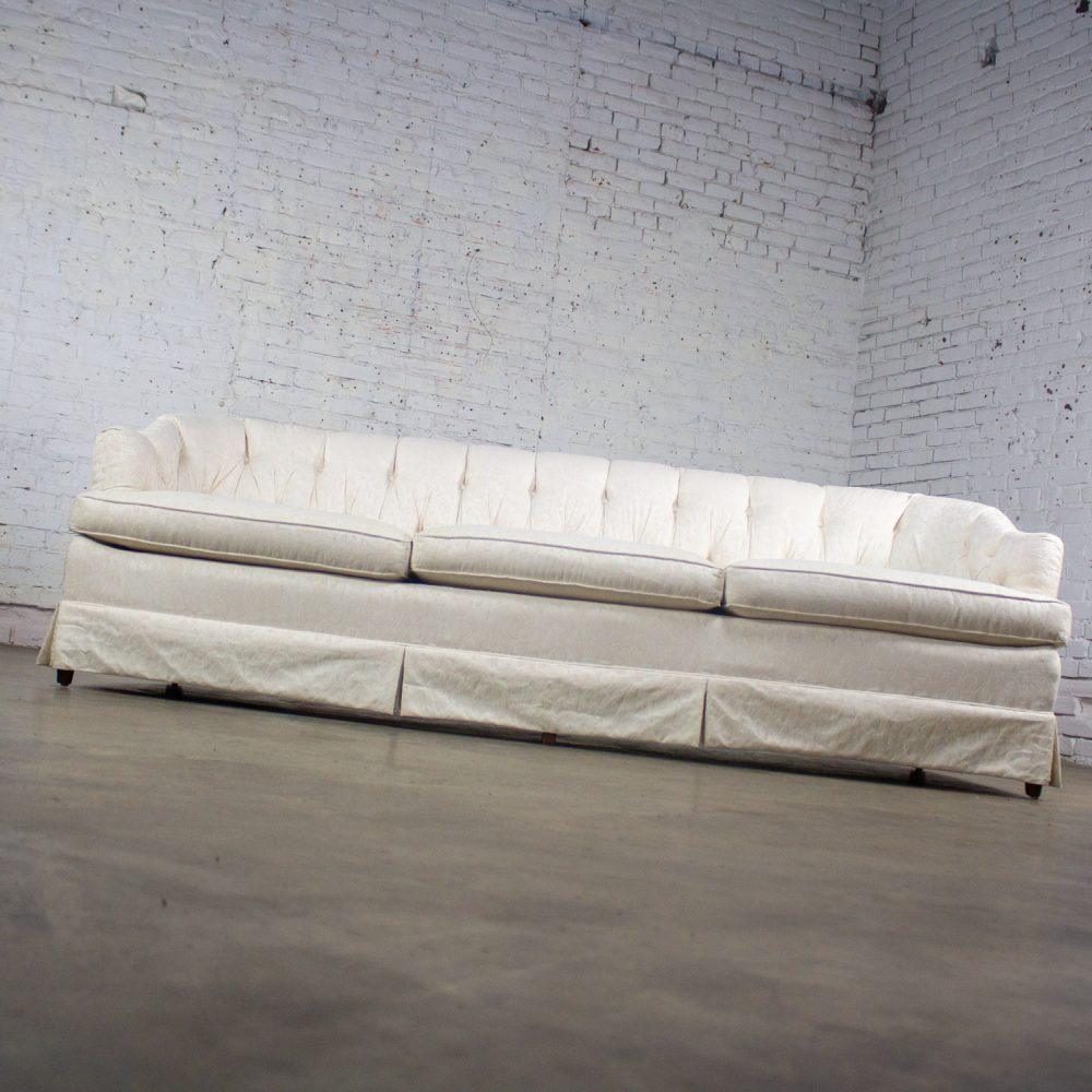 Late 20th Century Hollywood Regency Sofa w/Off White Brocade Fabric by Waters