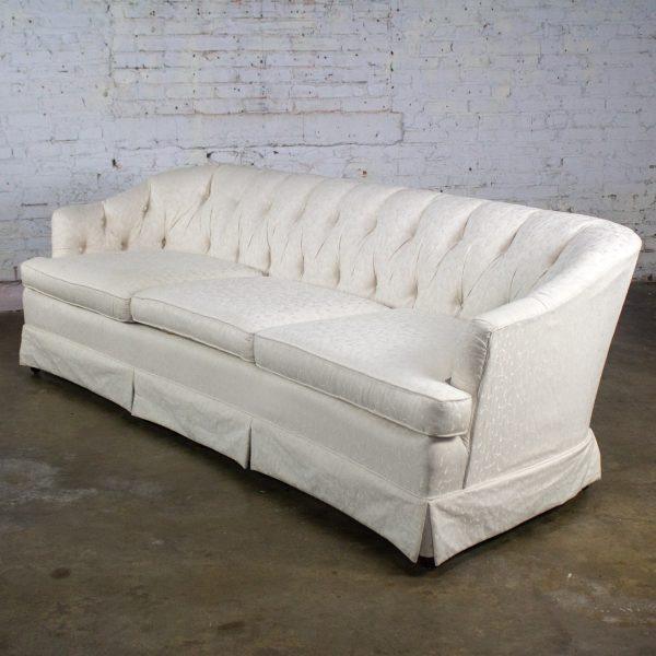Late 20th Century Hollywood Regency Sofa w/Off White Brocade Fabric by Waters