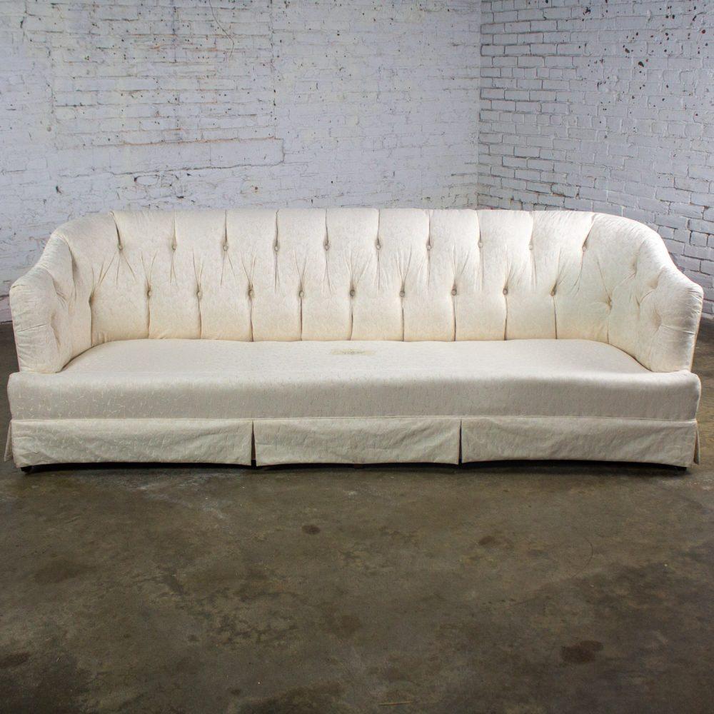 Late 20th Century Hollywood Regency Sofa w/Off White Brocade Fabric by Waters