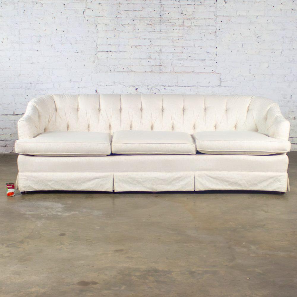 Late 20th Century Hollywood Regency Sofa w/Off White Brocade Fabric by Waters