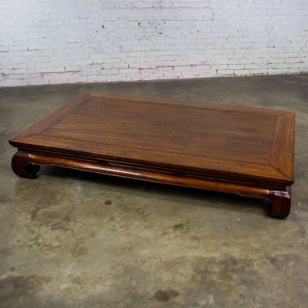 19th to Early 20th Century Chinese Ming Style Waisted Opium Bed or Monumental Coffee Table w/Chow Legs