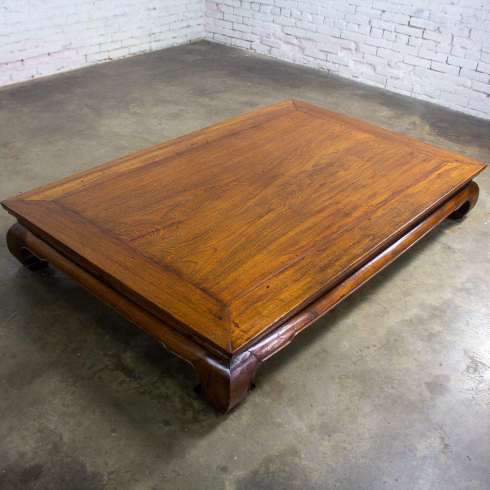 19th to Early 20th Century Chinese Ming Style Waisted Opium Bed or Monumental Coffee Table w/Chow Legs