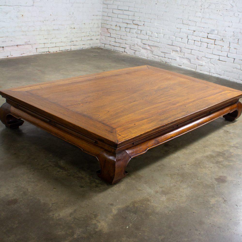 19th to Early 20th Century Chinese Ming Style Waisted Opium Bed or Monumental Coffee Table w/Chow Legs