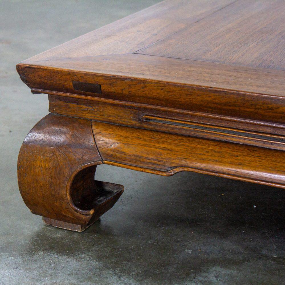19th to Early 20th Century Chinese Ming Style Waisted Opium Bed or Monumental Coffee Table w/Chow Legs