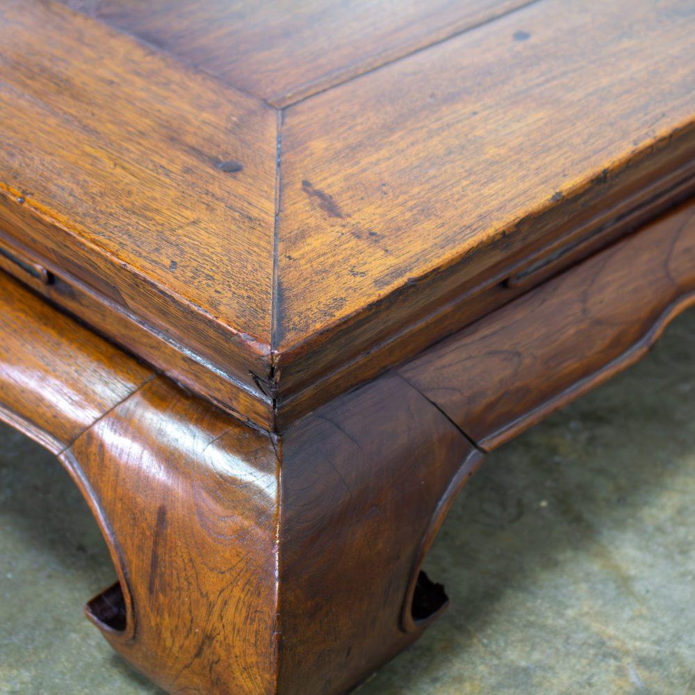19th to Early 20th Century Chinese Ming Style Waisted Opium Bed or Monumental Coffee Table w/Chow Legs
