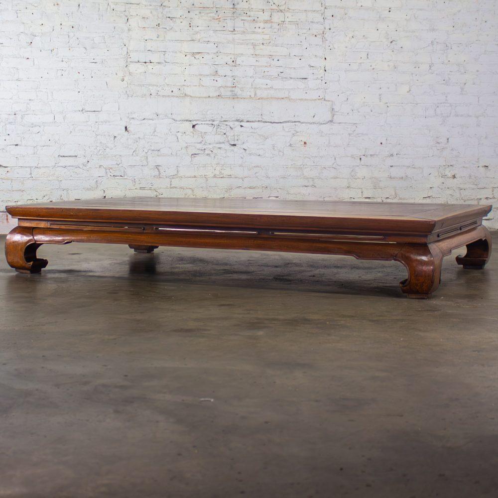 19th to Early 20th Century Chinese Ming Style Waisted Opium Bed or Monumental Coffee Table w/Chow Legs