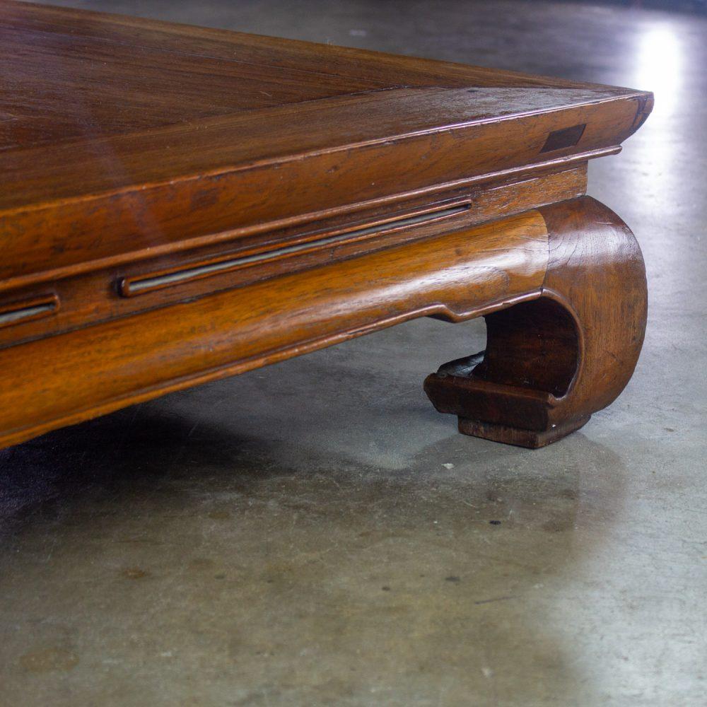 19th to Early 20th Century Chinese Ming Style Waisted Opium Bed or Monumental Coffee Table w/Chow Legs