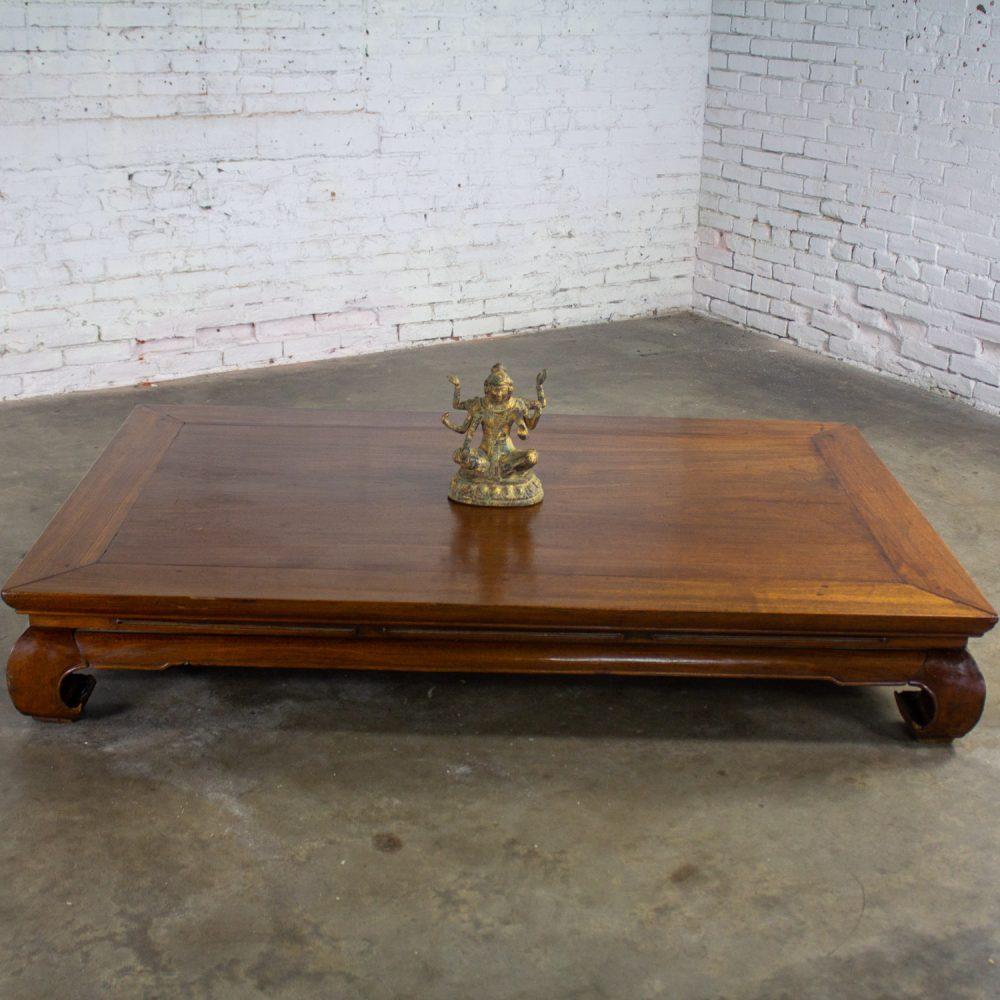 19th to Early 20th Century Chinese Ming Style Waisted Opium Bed or Monumental Coffee Table w/Chow Legs