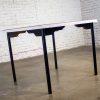 Mid to Late 20th Century MCM to Modern Square Dining Table w/Black Steel Tube Frame & White Laminate Top