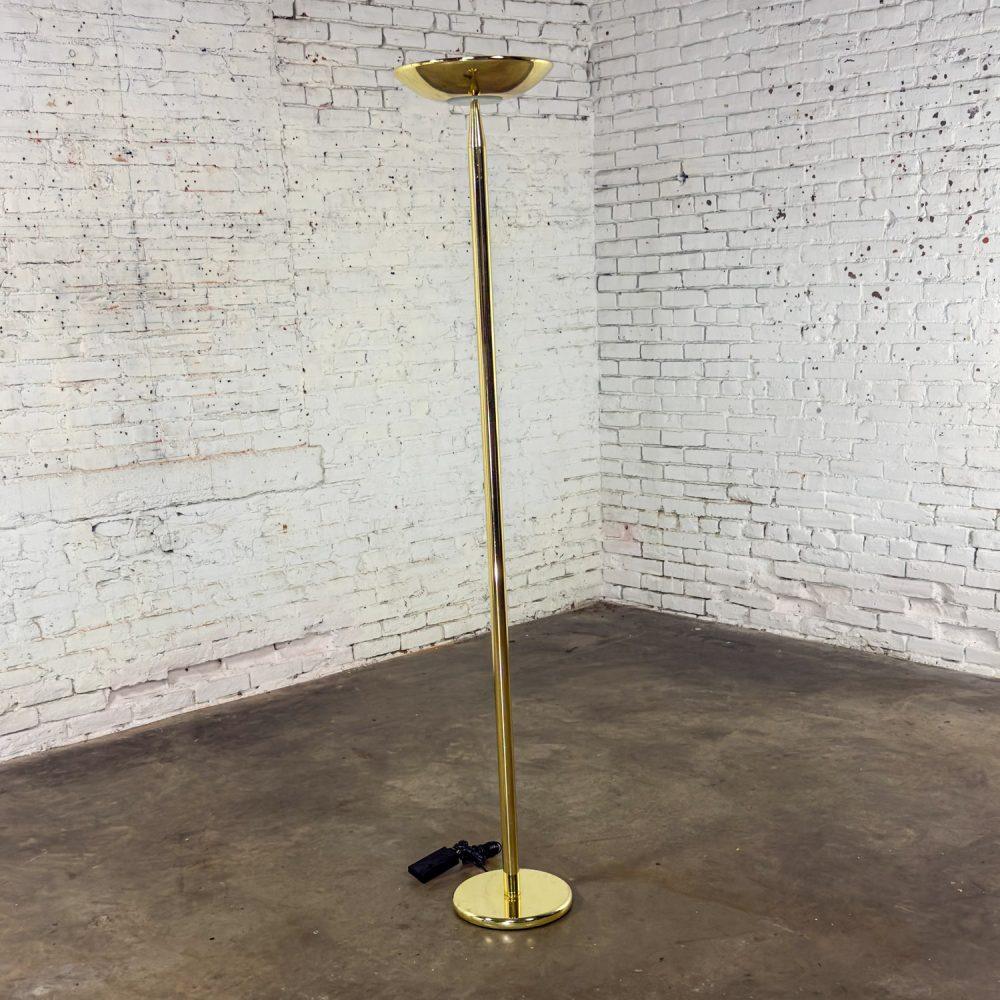 Late 20th Century Modern to Postmodern Brass Plated Torchier Floor Lamp