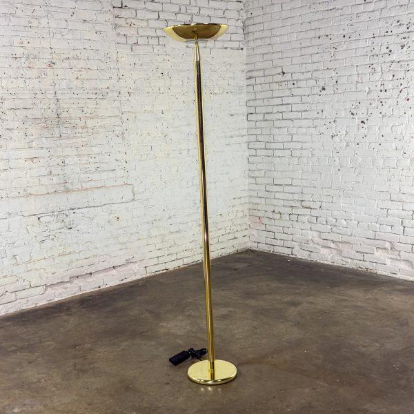 Late 20th Century Modern to Postmodern Brass Plated Torchier Floor Lamp