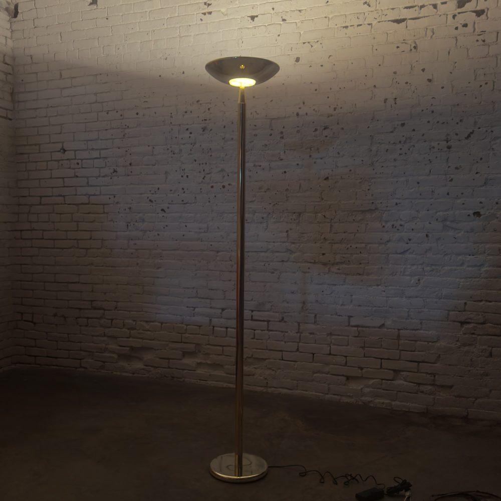 Late 20th Century Modern to Postmodern Brass Plated Torchier Floor Lamp