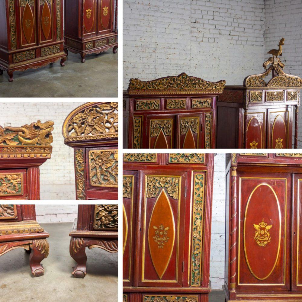 19th to Early 20th Century Indonesian Maduran Imperial Wedding or Jodang Dowry Chests for Bride & Groom a Pair