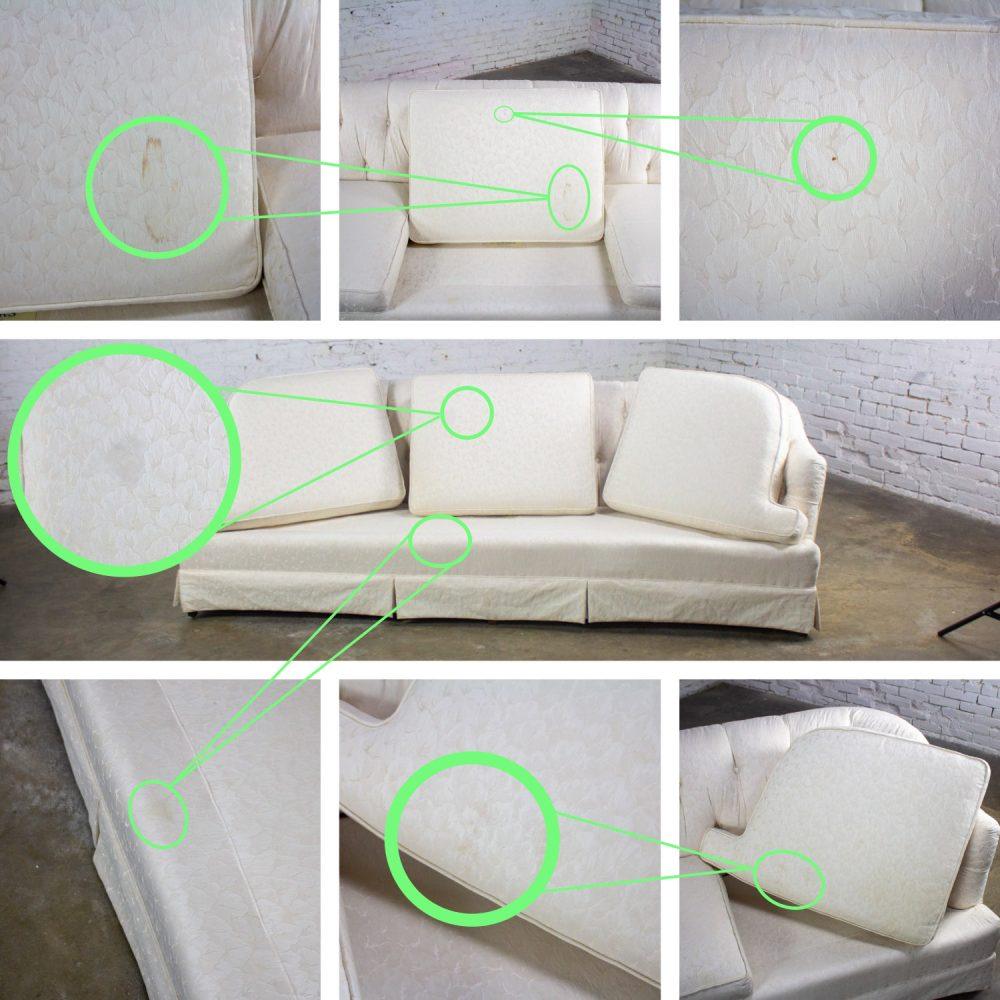 Late 20th Century Hollywood Regency Sofa w/Off White Brocade Fabric by Waters
