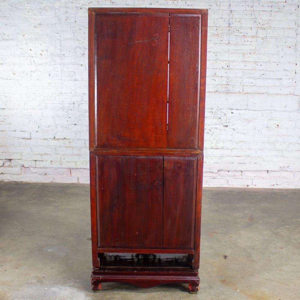 Late 19th to Early 20th Century Chinese Hand Carved & Gilded 3 Part Stacking Display or China Cabinet