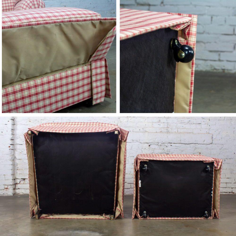 Late 20th to Early 21st Century Traditional Accent Chair & Ottoman Red & White Plaid by Highland House