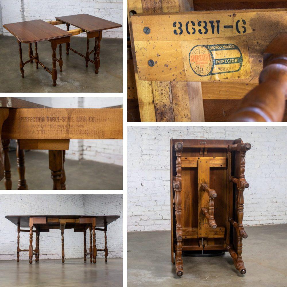 Late 19th to Early 20th Century William & Mary Style Dining Table Walnut Drop Leaf Expanding Gateleg by Abernathy