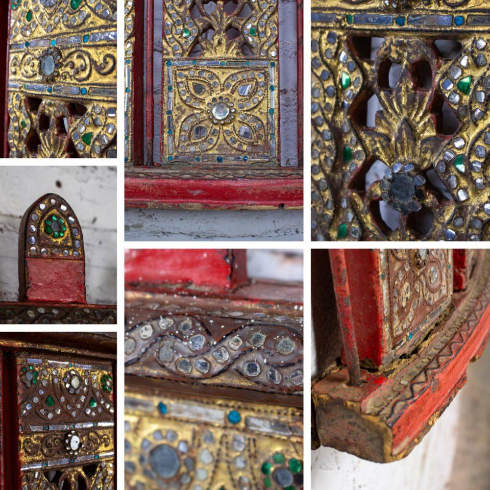 Late 19th to Early 21st Century Antique Burmese Carved Wall Hangings from an Orchestra Hsian Wain Drum a Pair