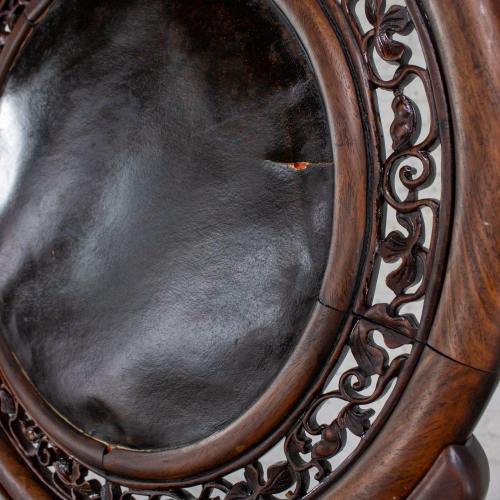 Late 19th to Early 20th Century Antique Chinese Mirror Table Screen Hand Carved Rosewood