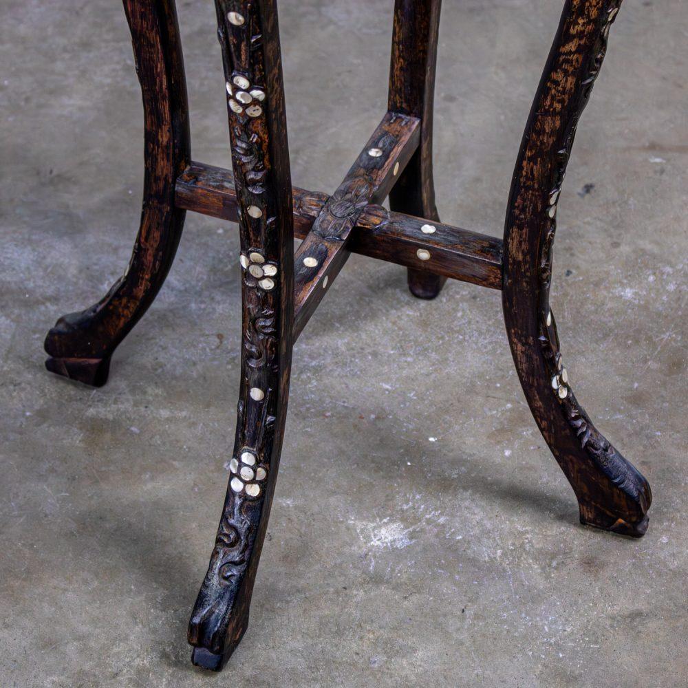 Late 19th to Early 20th Century Chinese Rosewood Plant Stand or Pedestal Table with Mother of Pearl Details