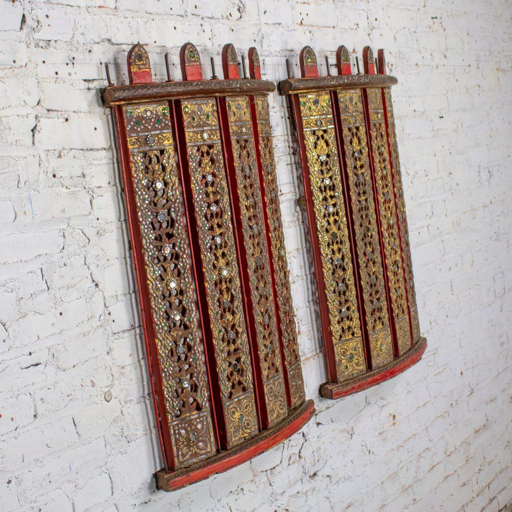 Late 19th to Early 21st Century Antique Burmese Carved Wall Hangings from an Orchestra Hsian Wain Drum a Pair