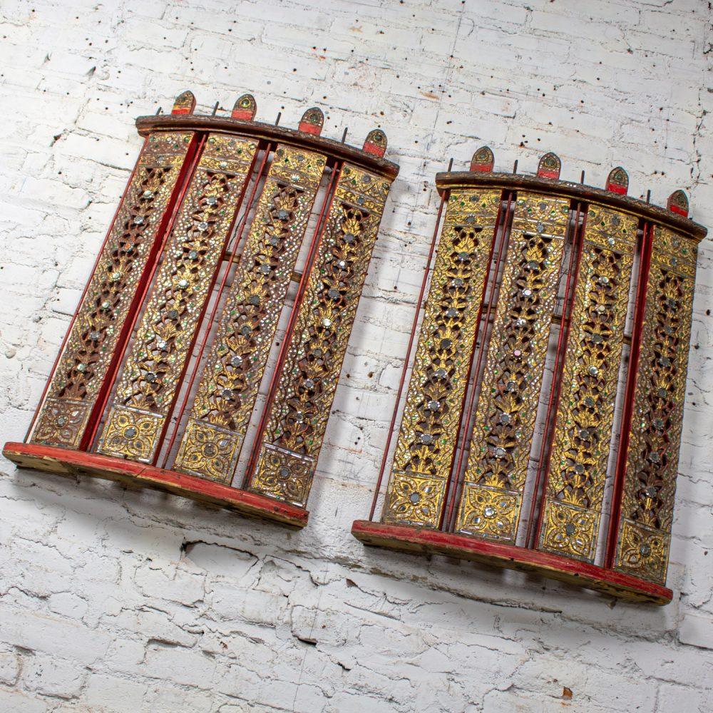 Late 19th to Early 21st Century Antique Burmese Carved Wall Hangings from an Orchestra Hsian Wain Drum a Pair