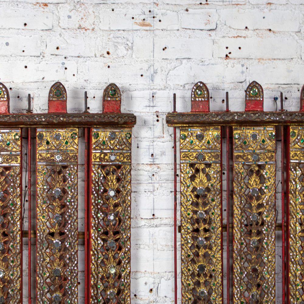 Late 19th to Early 21st Century Antique Burmese Carved Wall Hangings from an Orchestra Hsian Wain Drum a Pair