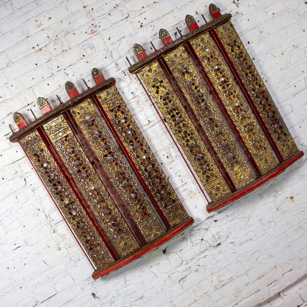 Late 19th to Early 21st Century Antique Burmese Carved Wall Hangings from an Orchestra Hsian Wain Drum a Pair